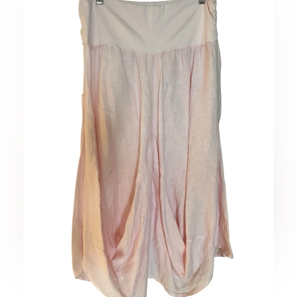 Luna Luz Blush Pink Francesca Linen Midi Skirt Lagenlook Boho - Picture 7 of 8